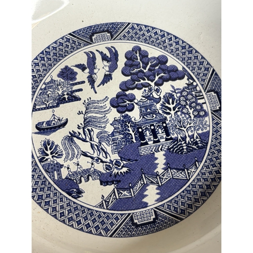 Royal Cuthbertson Blue White Willow 8.5" Salad Lunch Plates Set of 2 Vintage - Picture 3 of 5